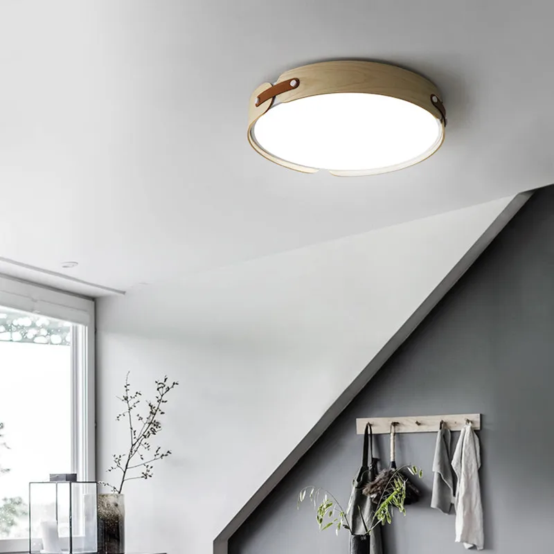 Скандинавский Лофт деревянный светодиодный потолочный светильник креативная