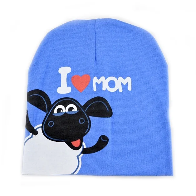 mom blue Принт с буквами для детей, шапка, я люблю мама папа, детская шапочка для мальчиков и девочек, милая Вязаная хлопковая теплая детская шапочка на весну и осень - Цвет: mom blue