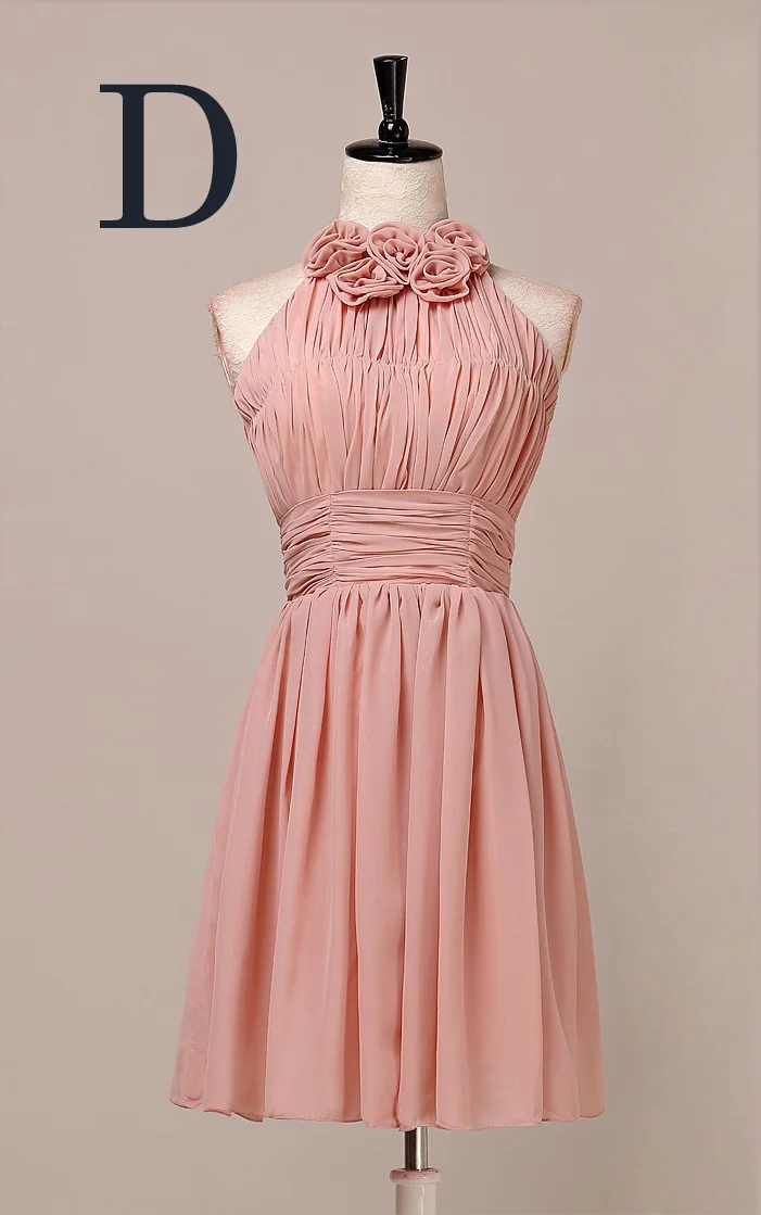 NOBLE WEISS Pink Bridesmaid Dress Knee-Length Chiffon Cheap Pleat Party Prom Dresses Vestido De Festa Casamento Dama Honra | Свадьбы и
