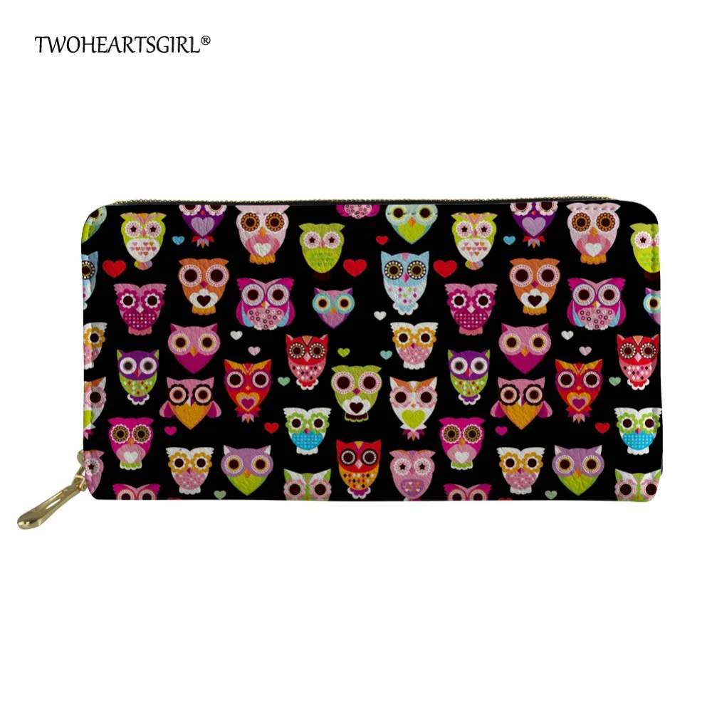 

Длинный кошелек twoheart sgirl с рисунком совы, милая дамская сумочка для телефона из искусственной кожи на молнии, клатч для мелочи