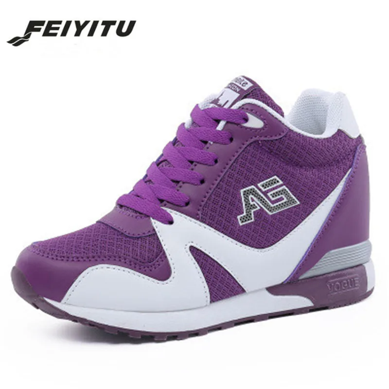 FeiYiTu/Новинка года; женские белые кроссовки на танкетке и высоком каблуке; женская обувь на платформе; женские кроссовки Gumshoe Basket Femme tenis feminino; размеры 34-39