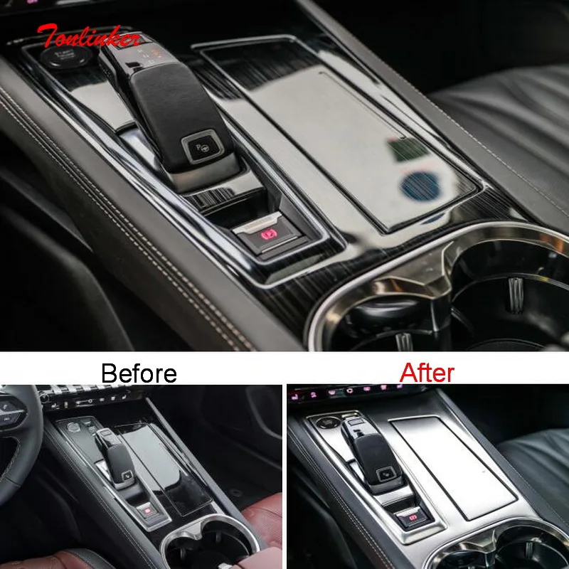 Tonlinker Interior Gear panel Cover Case sticker for Peugeot 508L-19 Car Styling 2/3 PCS Stainless steel Cover sticker