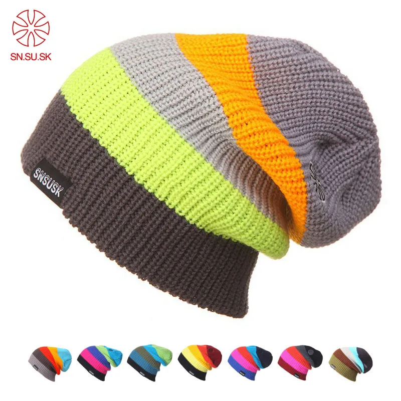 

SN.SU.SK Skiing Warm Winter Hats Men Women Turtleneck Beanies SKi Hat Knitting Skating Skull Caps For Woman Snowboard Ski Cap