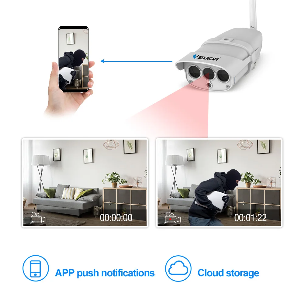 Наружная водонепроницаемая IP камера VStarcam 720P беспроводная видеонаблюдения с Wi Fi