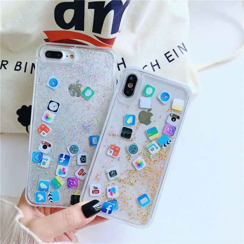 Чехол QINUO с зыбучим песком и динамической жидкостью для iPhone X XS Max XR милый