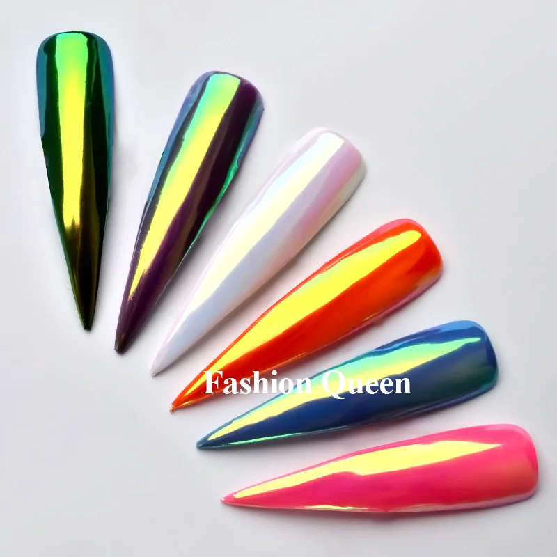 MANZILIN Топ neon flash единорог зеркальный ногтевой порошок ультра тонкий Аврора