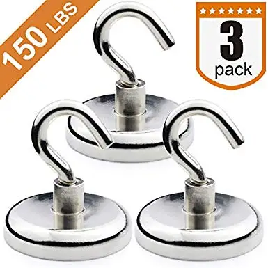 

Heavy Duty Magnetic Hooks, Strong Neodymium Magnet Hook for Home, Kitchen, Workplace, Office and Garage, Hold up to 150 pounds