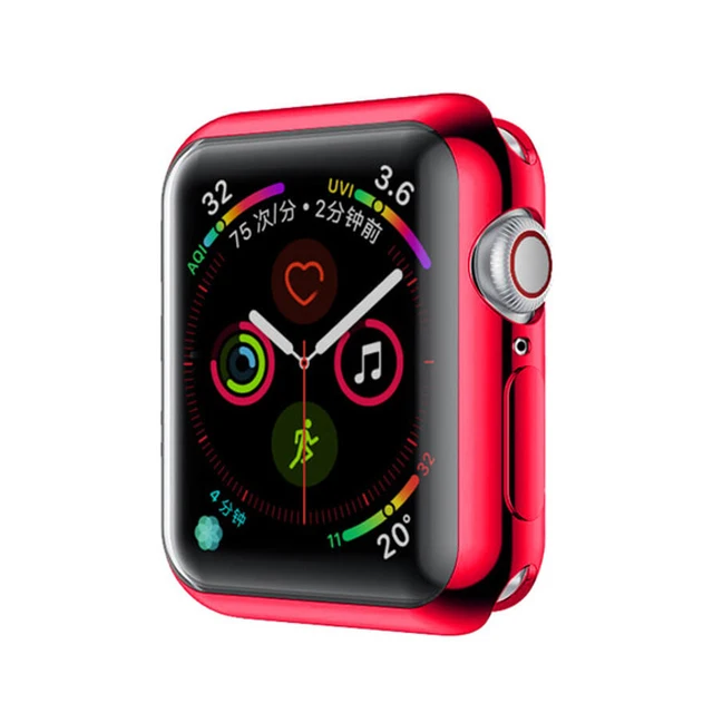 red Мягкий чехол для часов из ТПУ чехол для Apple Watch 42 мм 38 мм 40 мм 44 мм Прозрачный Бампер протектор для iWatch 4 3 2 1 Полный экран протектор - Цвет: red