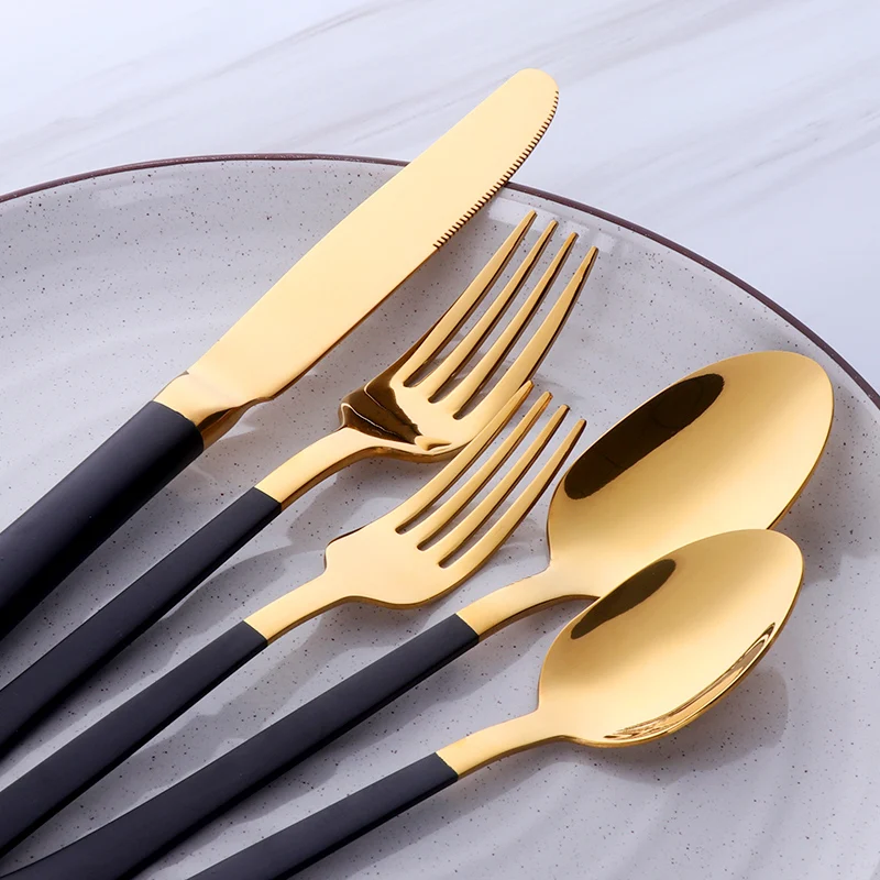 Столовые приборы из нержавеющей стали набор посуды белого золота 5 шт.