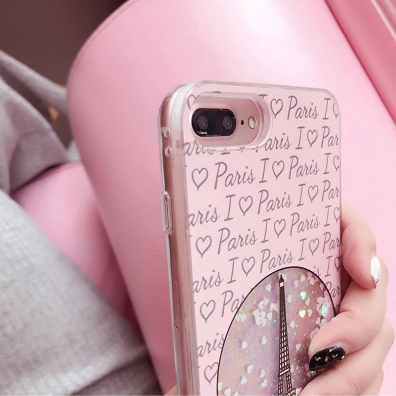 Kerzzil Bling Блеск динамический Башня Чехол для iPhone X 10 потока жидкости блестки 7 8 6 6s