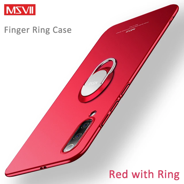 Red with Ring Для Xiao mi 9 8 чехол MSVII ультра тонкий матовый чехол автомобильный Магнитный палец кольцо чехол для Xiao mi 9 mi 9 8 SE UD Pro Lite чехол s - Цвет: Red with Ring