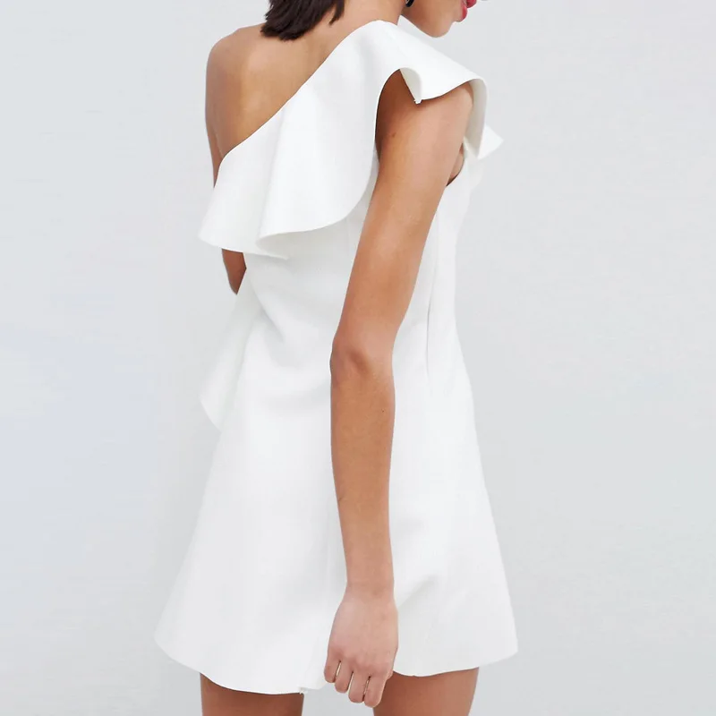 Женское платье с открытыми плечами VGH повседневное однотонное белое мини-платье