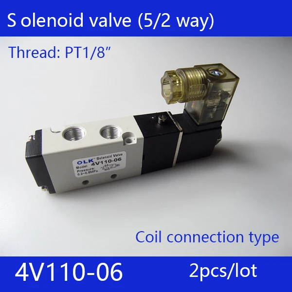 

2pcs free Shipping 2 Position 5 Port Air Solenoid Valves 4V110-06 Pneumatic Control Valve , DC12v DC24v AC36v AC110v 220v 380v