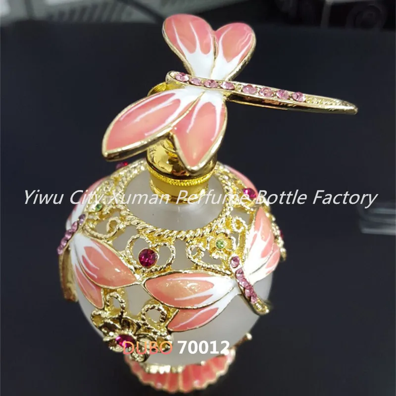 Флакон для духов в стиле ретро металлический пустой флакон со стрекозой Круглый