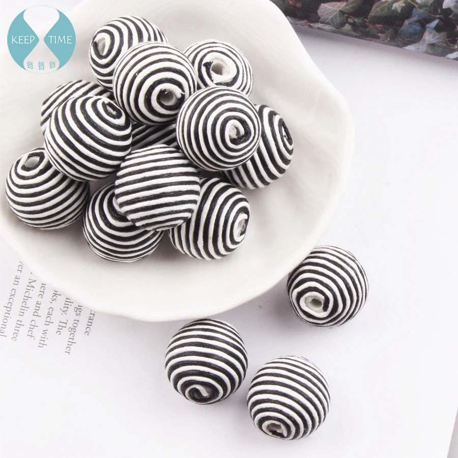 

Wrapping rope weaving circular pierced bead pendants, plush beads, DIY Korean jewelry, necklace materials, accessories