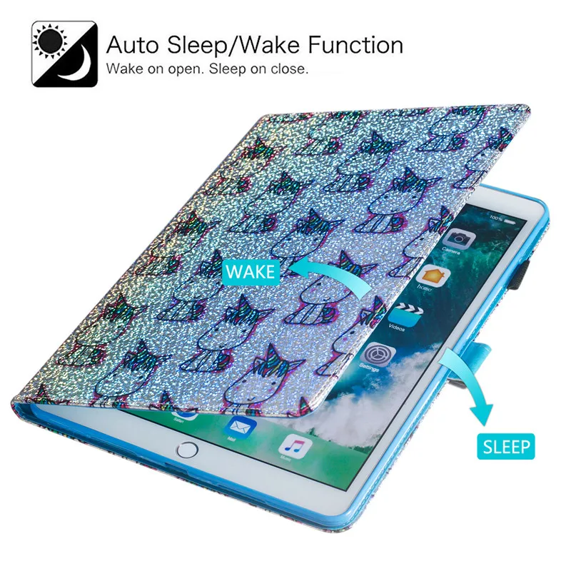 Wekays для Apple ipad 9,7 дюймов мультфильм Единорог блестящий чехол для ipad Air 2 ipad 6 ipad 5 Чехлы для планшетов Fundas