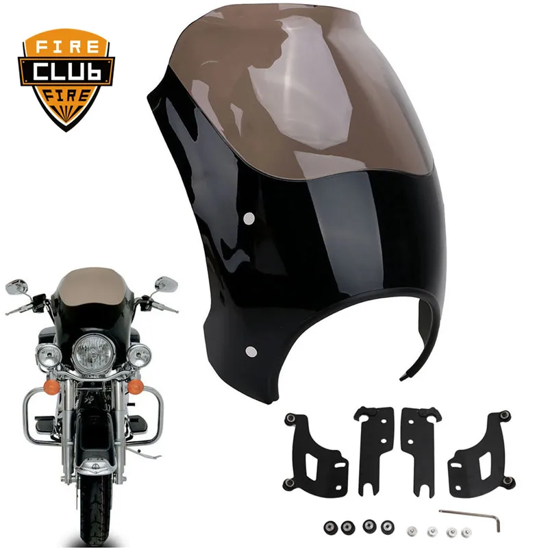 

Windshield Headlight Fairing Shades Bullet with Trigger Lock Mount Kit Smoke for Harley Touring Road King Custom Classic FLHRC