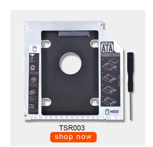 TISHRIC ноутбук ODD DVD-ROM Optibay алюминиевый 2nd HDD Caddy 12,7 мм IDE to SATA 2,5 дюймов чехол для SSD, HDD корпус