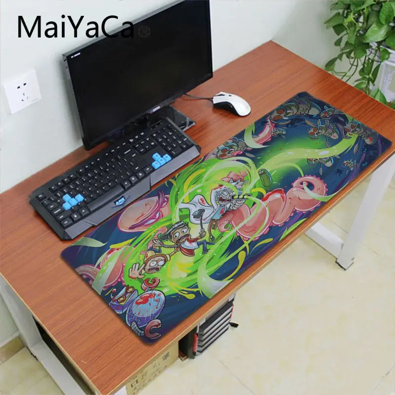 Lock Edge 40X90cm Maiyaca Рик и Морти аниме уникальный настольный коврик игровой коврик для мыши резиновый, большого размера ПК компьютерный игровой коврик для мыши геймер Настольный коврик - Цвет: Lock Edge 40X90cm