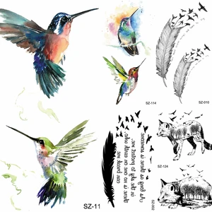 Женские акварельные татуировки FANRUI на руку, наклейки для тела, колибри, купить татуировки, временные искусственные птицы для девушек, наклейки