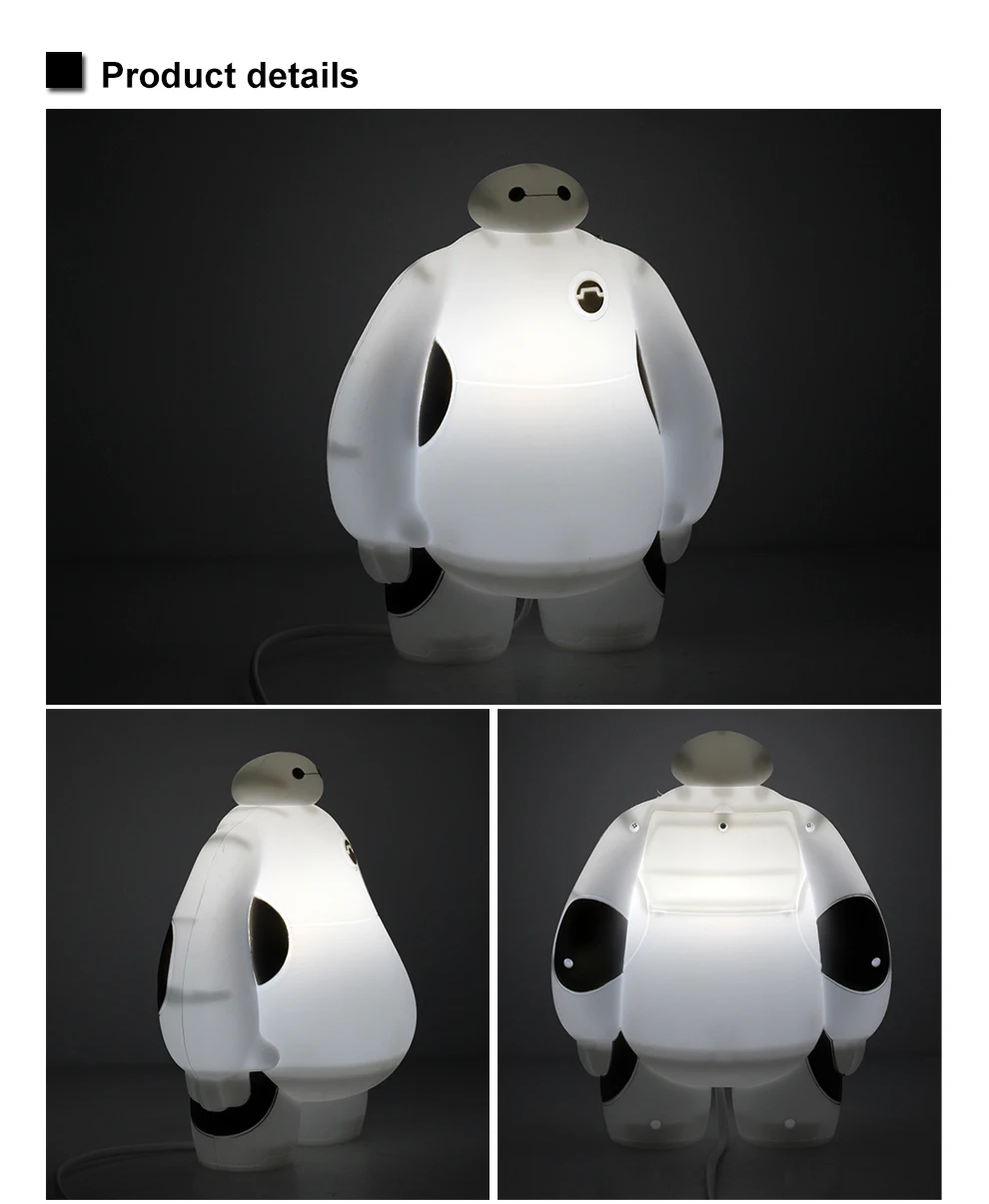 Большой Герой 6 светодиодный ночник BayMax лампы AC220V RGB/теплый белый детский подарок Спальня украшения дома Новинка освещение
