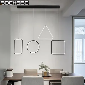 BOCHSBC Simple Led Lamp Aluminum Hanging Lampara Modern PVC Lampshade Pendant Lights for Living Room Indoor Lighting Fixtures