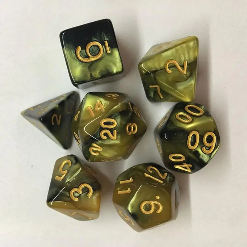 7 шт. набор игральных костей с эффектом туманности покер d& d d4 d6 d8 d10 d% d12 d20 многогранные TRPG игры rpg игры в кости