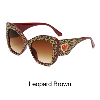 Leopard Brown Ralferty, винтажные женские солнцезащитные очки кошачий глаз, женские роскошные брендовые солнцезащитные очки с сердечком, UV400, черные оттенки для женщин, lunette A6951 - Цвет линз: Leopard Brown