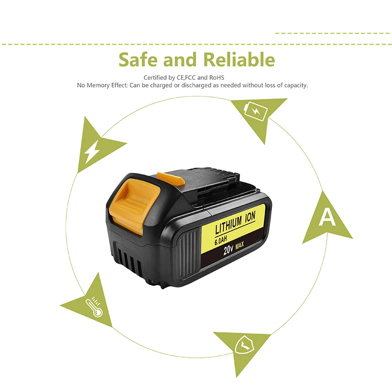 Аккумулятор BATTOOL 1 шт. 6 0 Ач сменный аккумулятор 20 в для DEWALT DCB200 DCB204 литий ионный