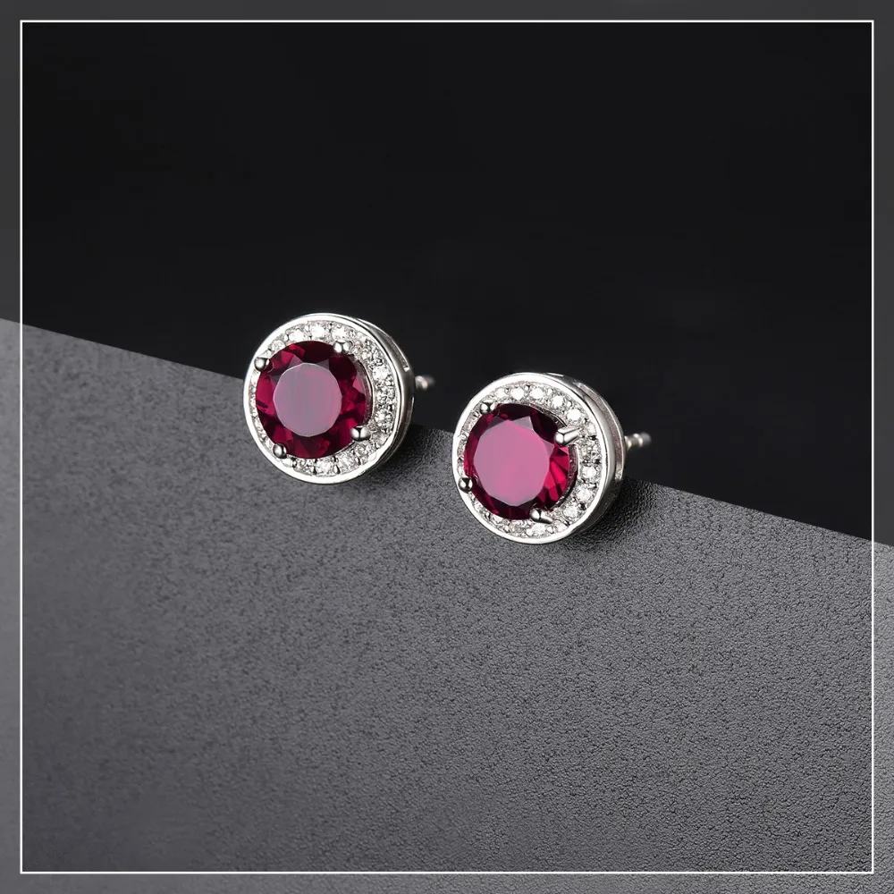 Hutang круглые серьги 2.16ct натуральный драгоценный камень родолит гранат Твердые 925 пробы серебряные ювелирные изделия для женщин подарок