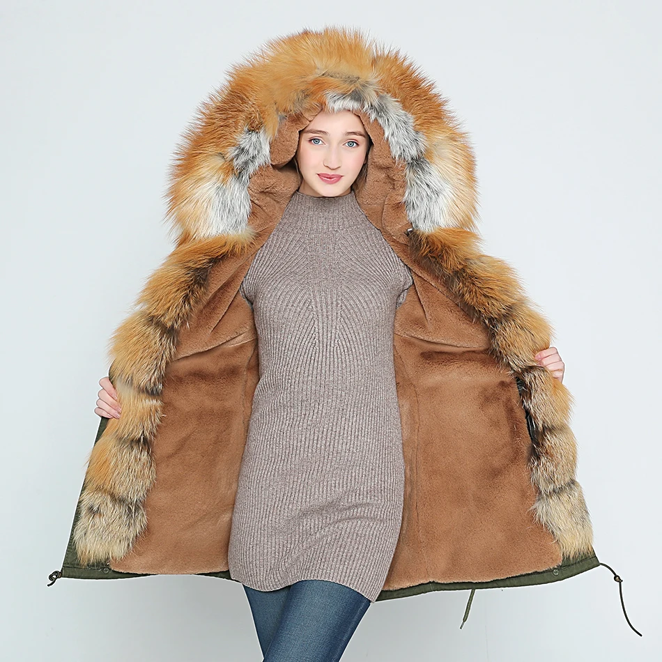 OFTBUY, длинная камуфляжная зимняя куртка, пальто, женская верхняя одежда, теплая Толстая парка, натуральный Лисий мех, воротник, пальто с капюшоном, Украина