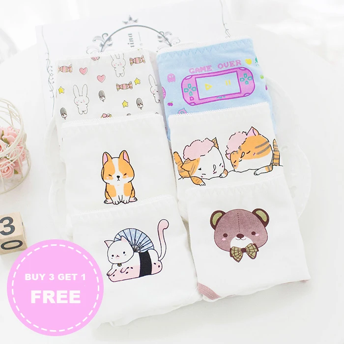 Оригинальный дизайн Kawaii Хлопковые трусы для девочек Трусы Нижнее белье