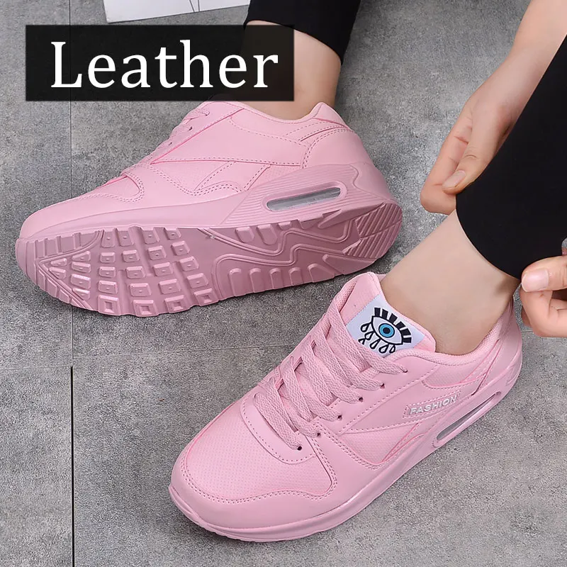 MWY/обувь; женские кроссовки; однотонная женская обувь для отдыха; Zapatillas De Mujer; дышащая женская повседневная обувь; женская обувь на платформе - Цвет: PinkLeather