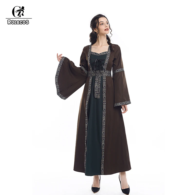 ROLECOS 2018 Новое поступление женские европейские ретро длинные синие платья эпохи