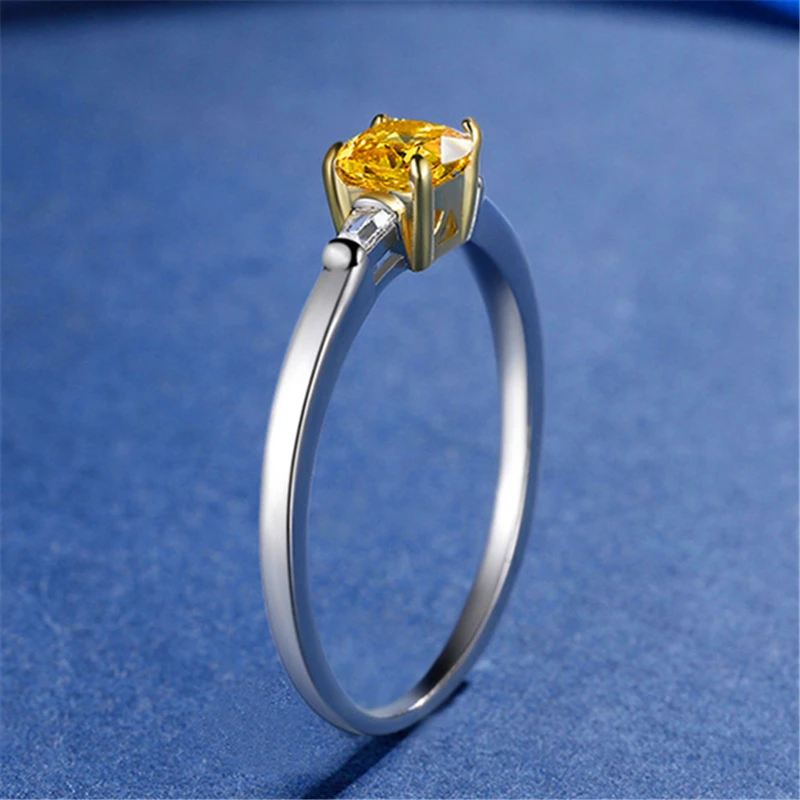 Красочные циркониевые кольца женские трендовые стильные с имитацией желтого