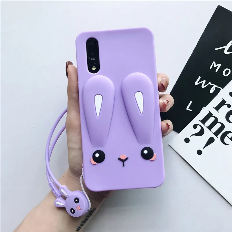 3D мультяшками чехол для huawei mate 10 Lite милый кролик силиконовый Honor 8 9 P10 P20 Коврики Pro