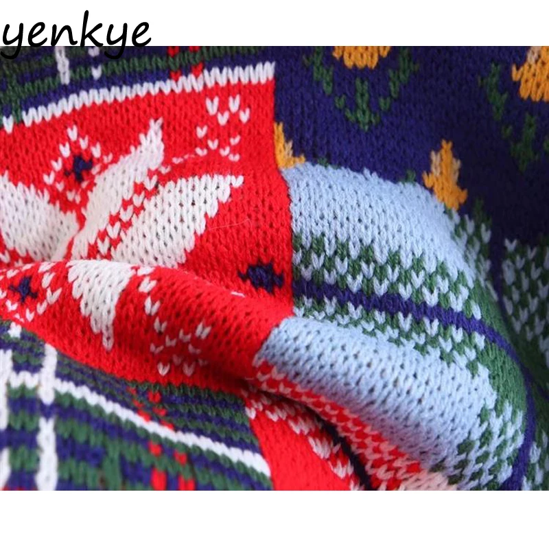 Осень-зима Для женщин снежинки Рождественский свитер круглый Средства ухода за