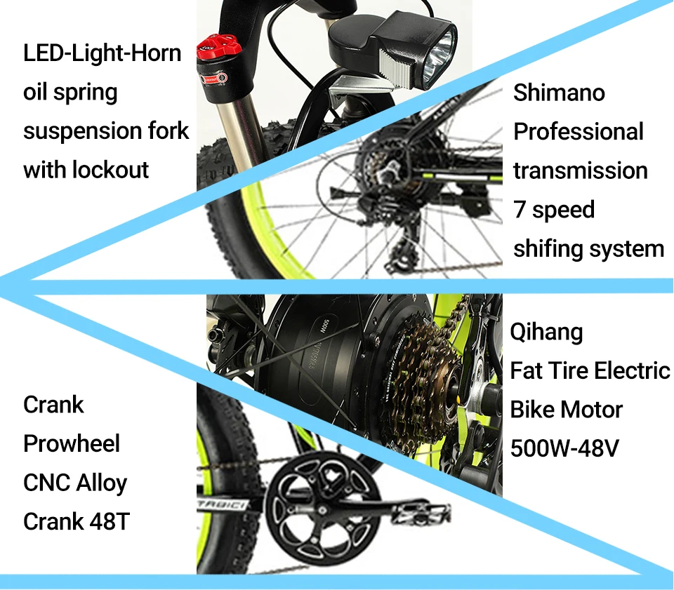 Extrbici XF660 500 Вт 48 в электрический мужской горный велосипед 4,0 дюймов Fat Tire дисковый тормоз пляжный снегоход регулируемый вынос обновленный