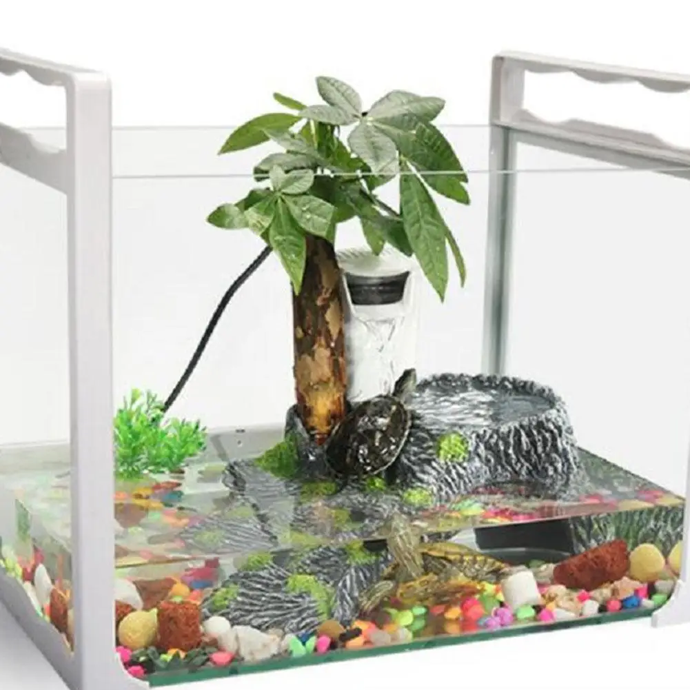 Turtle Drying Climbing Platform Tortoise Sun Roof Terrace Tank Floating Island Resin Rockery Pet Reptile Hide Cave | Дом и сад
