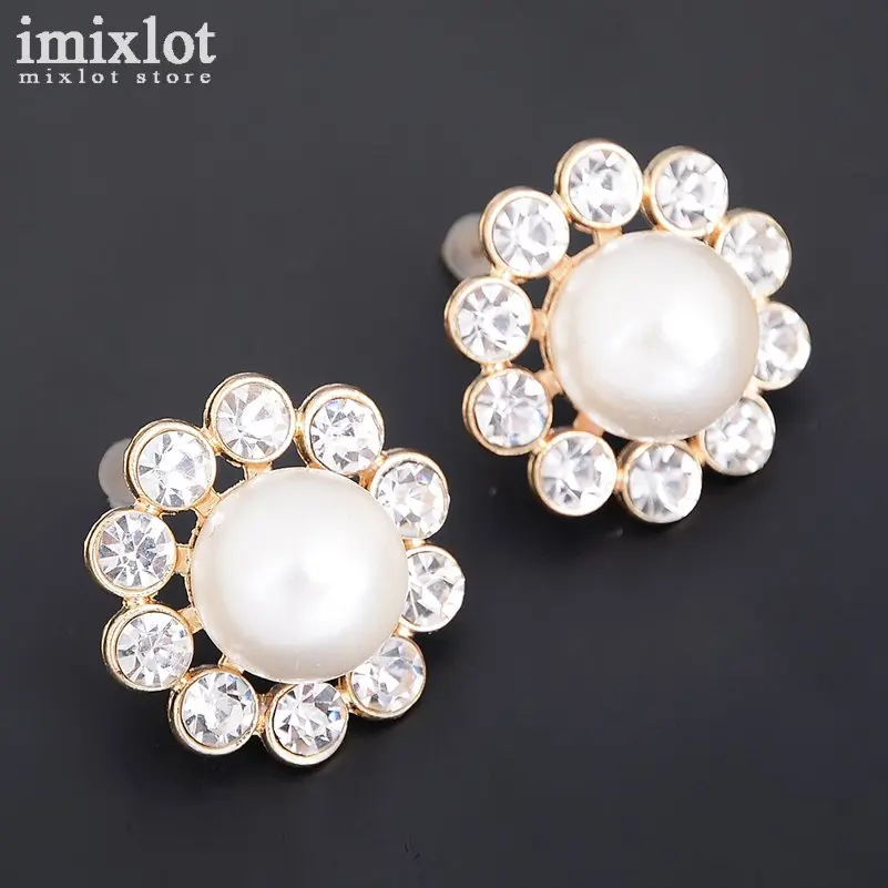 1pair New Fashion Jewelry Crystal Rhinestone Pearl Stud Earrings For Women Vintage Flower Gifts Girls | Украшения и аксессуары