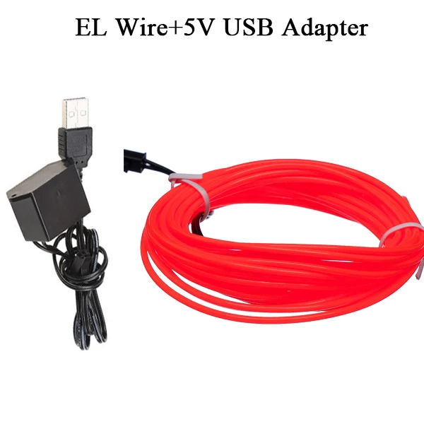 OSIDEN EL Wire светильник для автомобиля 1M2M3M5M неоновый струнный светильник s Танцевальная вечеринка Декор неоновый светильник светодиодный светильник гибкий водонепроницаемый светодиодный светильник полоса - Испускаемый цвет: EL with USB