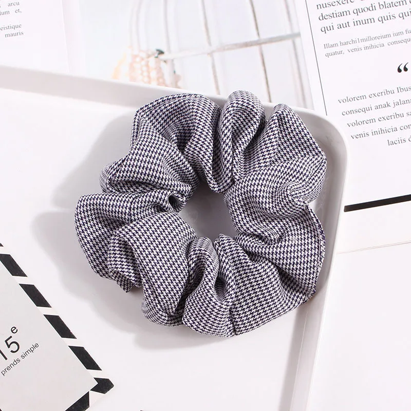 Houndstooth-Navy 1 шт., винтажная резинка для волос, эластичная повязка на голову в горошек, клетчатые резинки для волос, женские эластичные резинки для волос, резинки для волос для девочек, полосатые аксессуары для волос - Цвет: Houndstooth-Navy