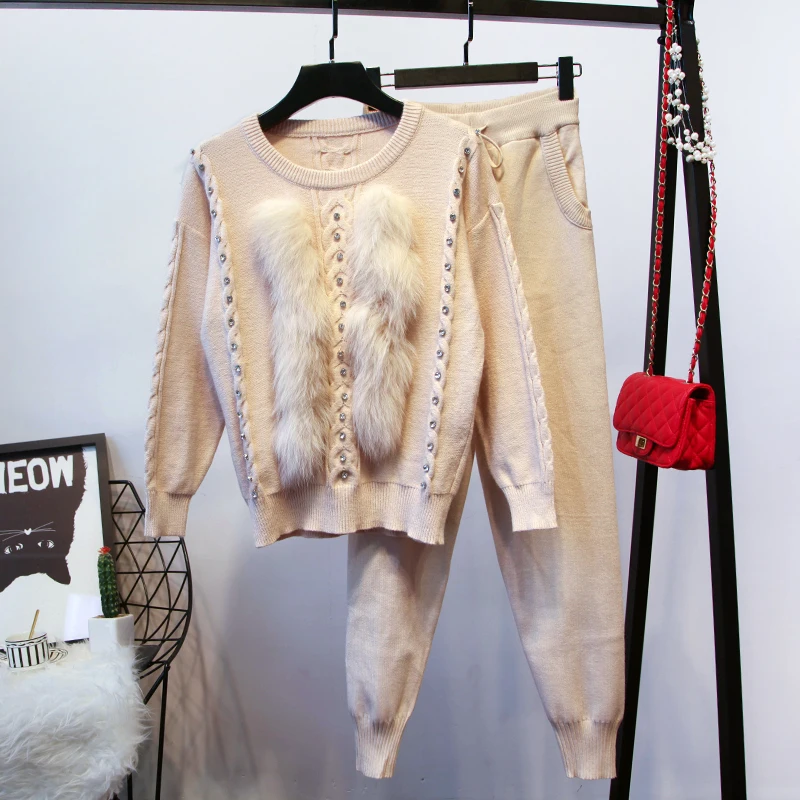 Женский комплект из 2 предметов ALPHALMODA свитер с длинными рукавами и штаны шипами
