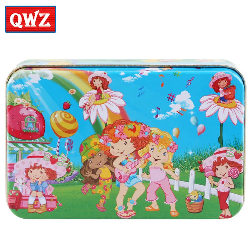15 QWZ 60 шт. 3D DIY деревянные головоломки обучающая игрушка милая головоломка железная коробка Мультяшные персонажи животные Раннее Обучение для детей Подарки - Цвет: 15