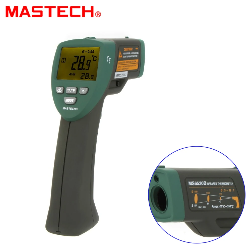 MASTECH MS6530B 12:1 (D: S) цифровой Бесконтактный инфракрасный термометр ИК измеритель