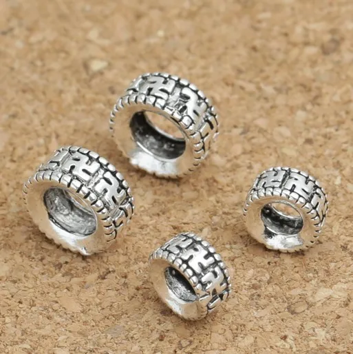 

925 Silver Jewelry Fengshui Symbol Spacers Real Sterling Silver Wanzi Symbol Beads Pure Silver Jewelry Beads Jewelry Spacers