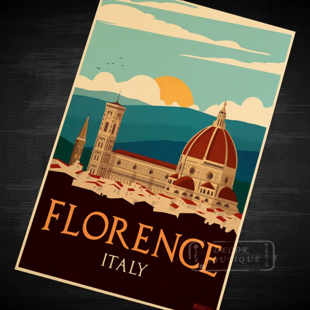 Поп арт европейский город Италия постер для путешествий Ретро стиль