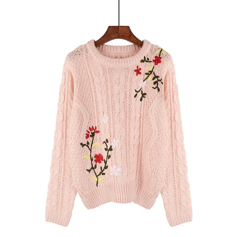 Neploe осень 2017 г. Новинка зимы Для женщин Вышивка пуловер с круглым вырезом свитер