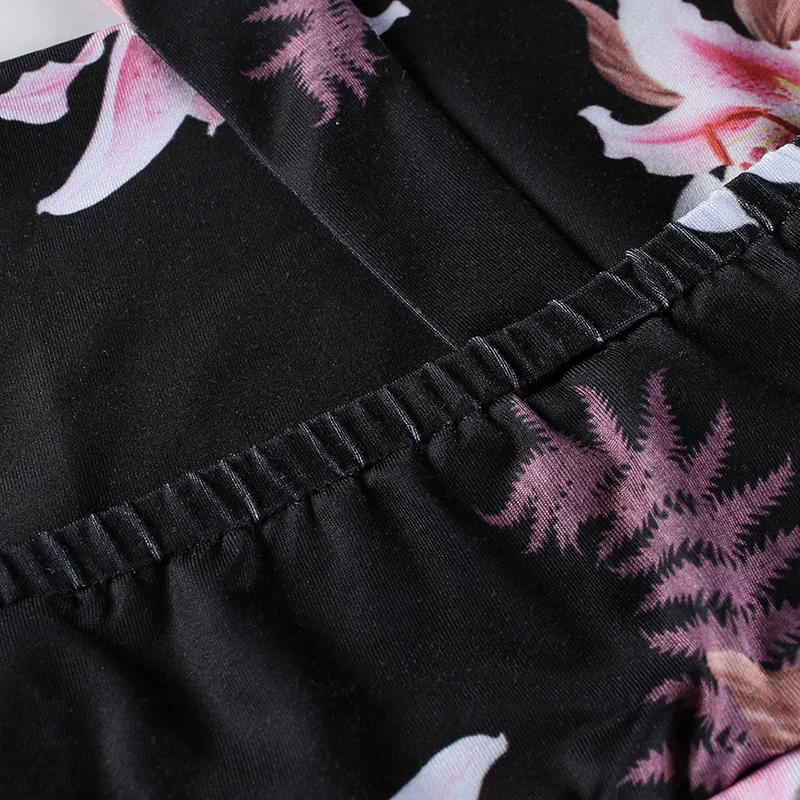 

Brand Vintage Floral Sports Suit Padded Sports Bra Leggings Fitness Clothing Gym Tracksuit Women Sexy Running Black Yoga Set