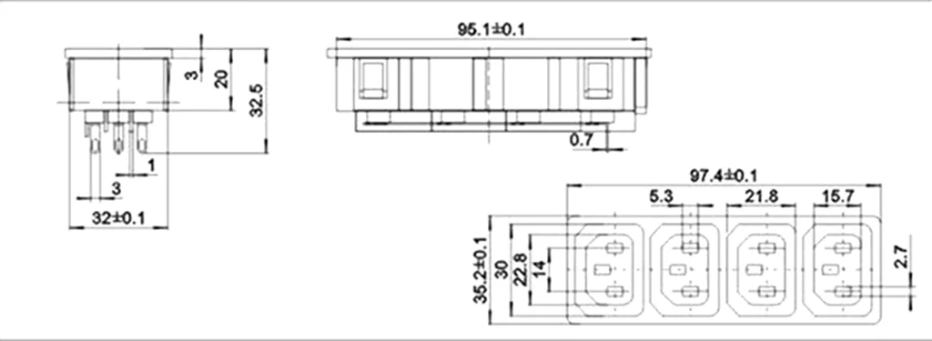 Шасси мама 3 контакта четыре в одном AC IEC320 C13 C14 встроенный разъем адаптер